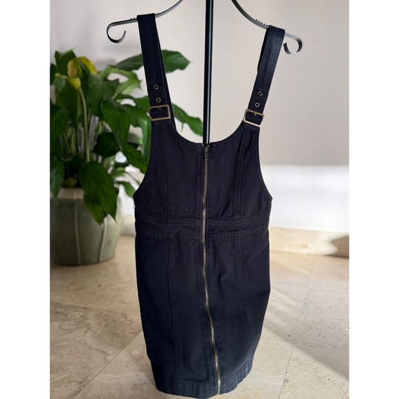 PacSun Dresses & Skirts - PacSun Black Denim Zip Front Pinafore Overall Mini Dress XS